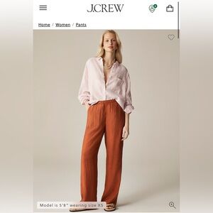 NWT J.Crew Women’s Stratus pant in textured satin, orange/pumpkin, size Large